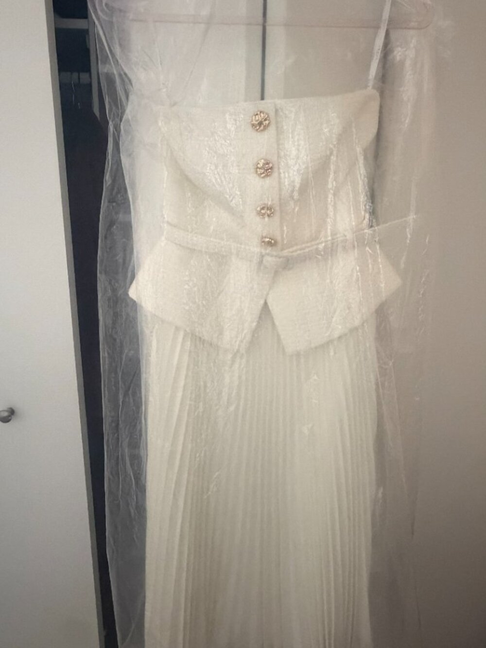 Lizzy Cream Square-Neck Midi Dress With Pleated-Skirt - Picture 2 of 2